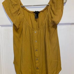 soft button up yellow off the shoulder top